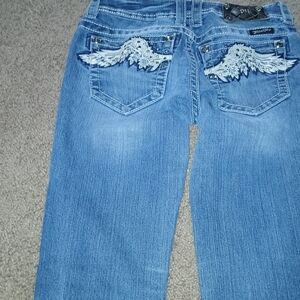 Miss Me Blue Jeans with White Embroidery